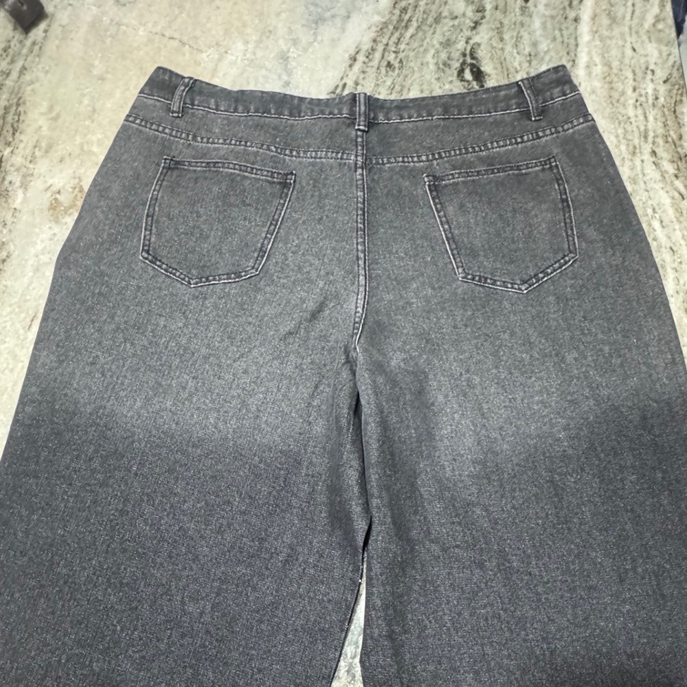 ANEWSTA Jeans Womens 1XL Rhinestone Denim Statemnt Black Wide Leg Festival Curve - Picture 9 of 12